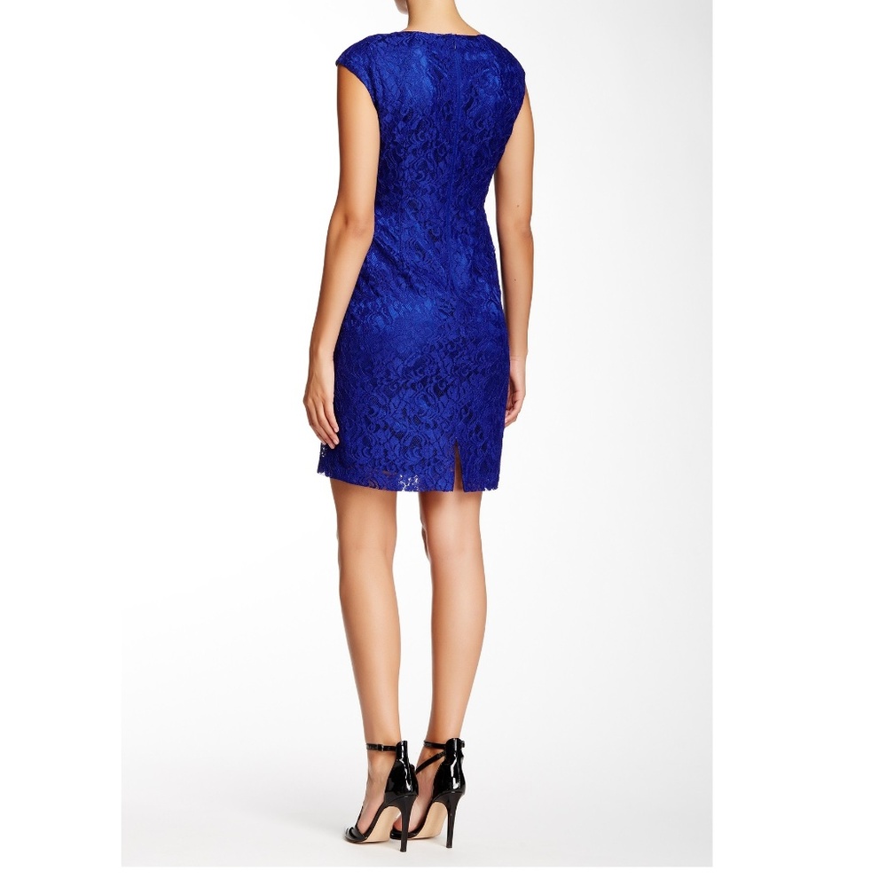 Tahari Square Neck Lace Sheath Dress - Picture 2 of 3